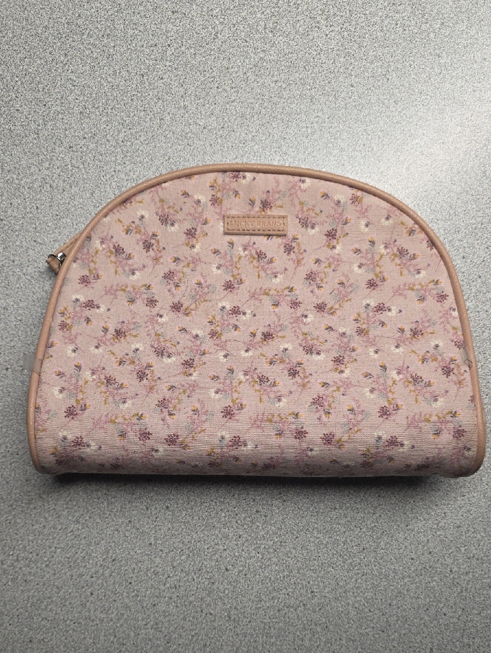 Lucky Brand Pink Floral Zip Cosmetic Bag